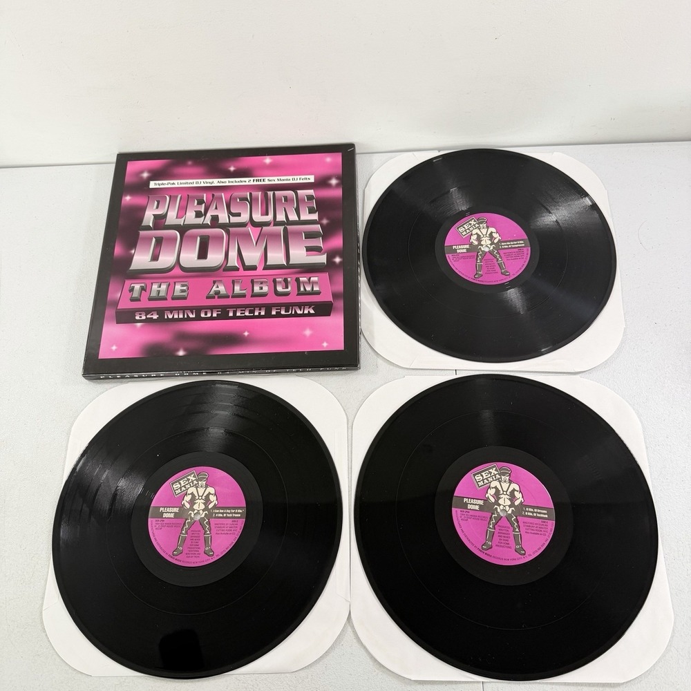 Pleasure Dome The Album 84 Min Of Tech Funk 3-Vinyl Records 12" 1994 EX‎